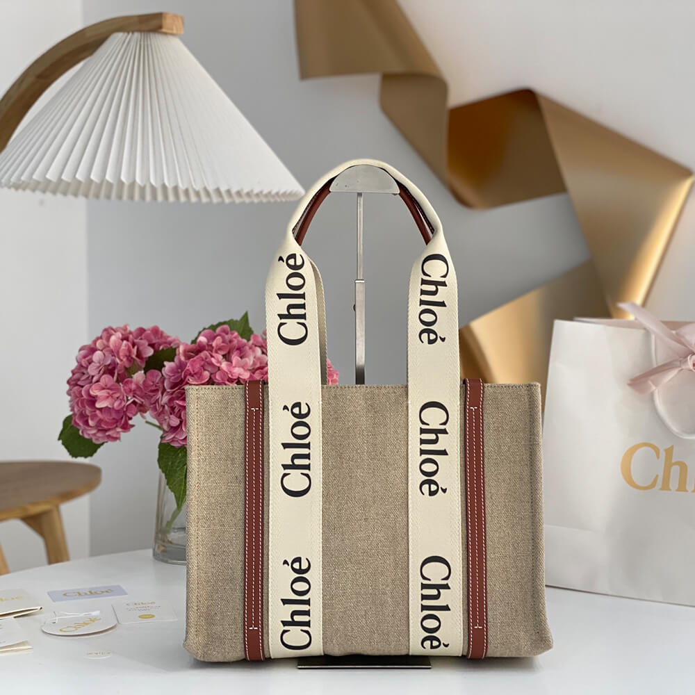Chloe  Woody tote bag in linen